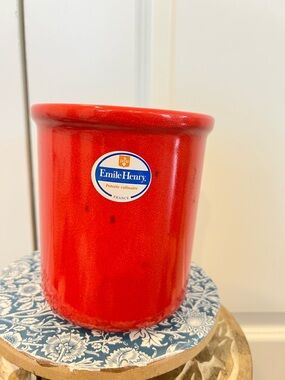 Red Ceramic Utensil Holder